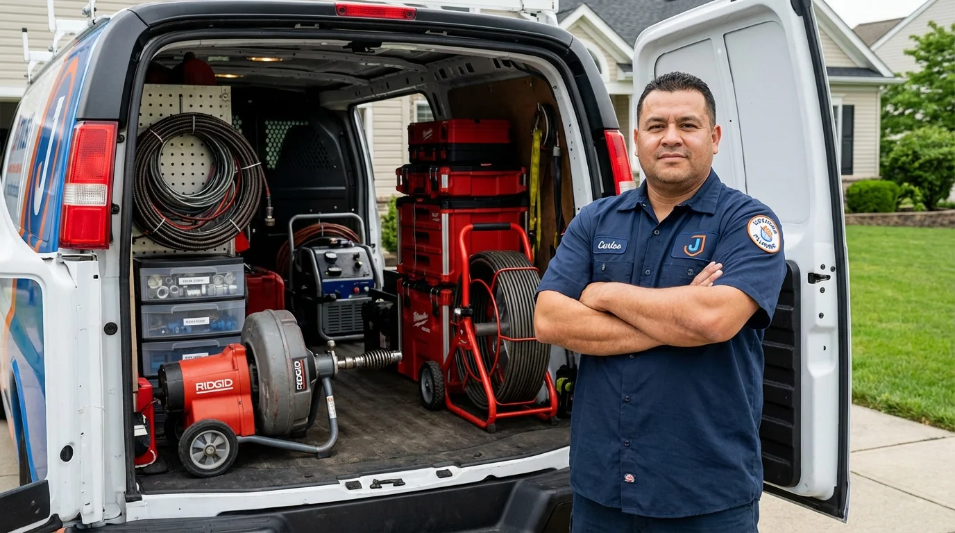Professional drain cleaning equipment and Johns Plumbing LLC plumber in Dawson