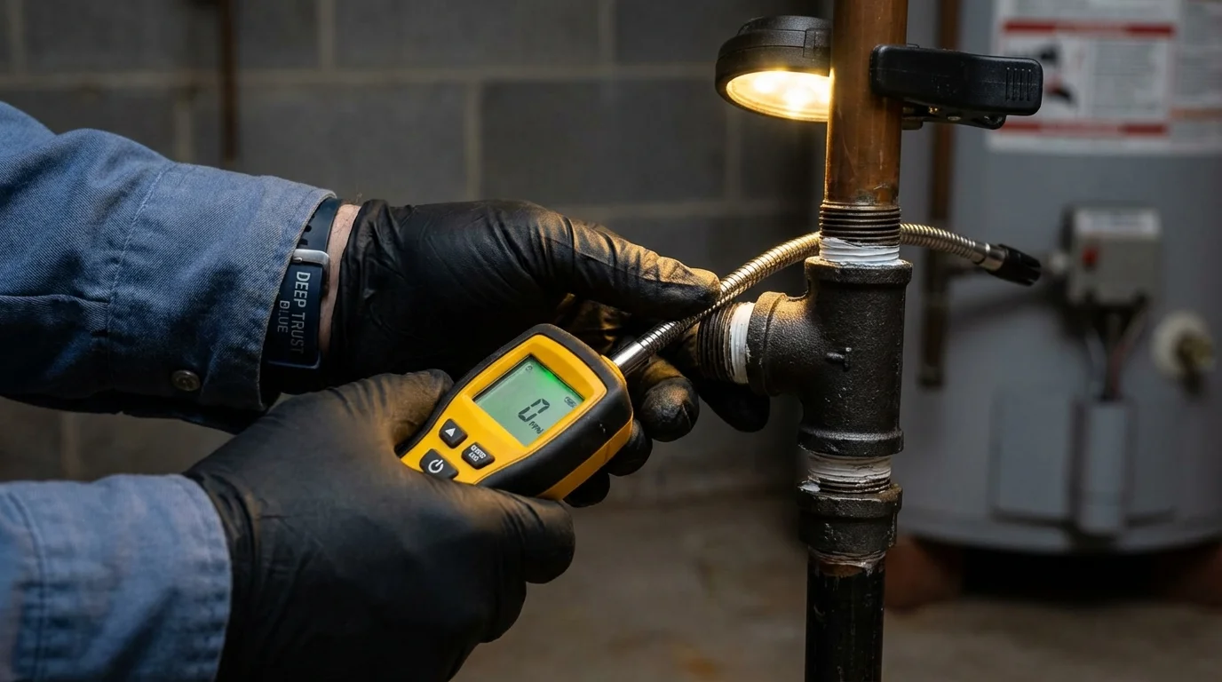 Gas leak detection with electronic sniffer by Johns Plumbing LLC in Dawson
