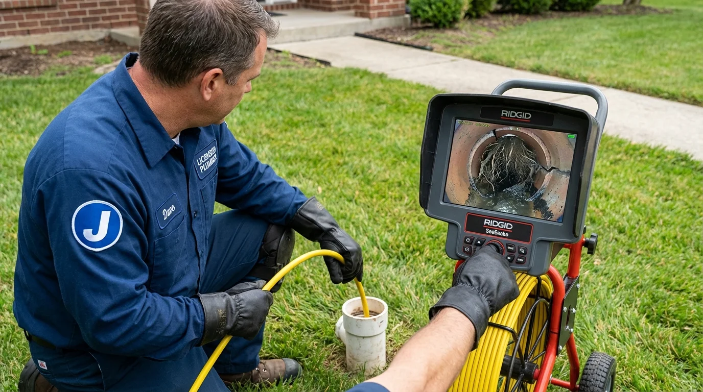 Sewer camera inspection being performed by Johns Plumbing LLC in Dawson