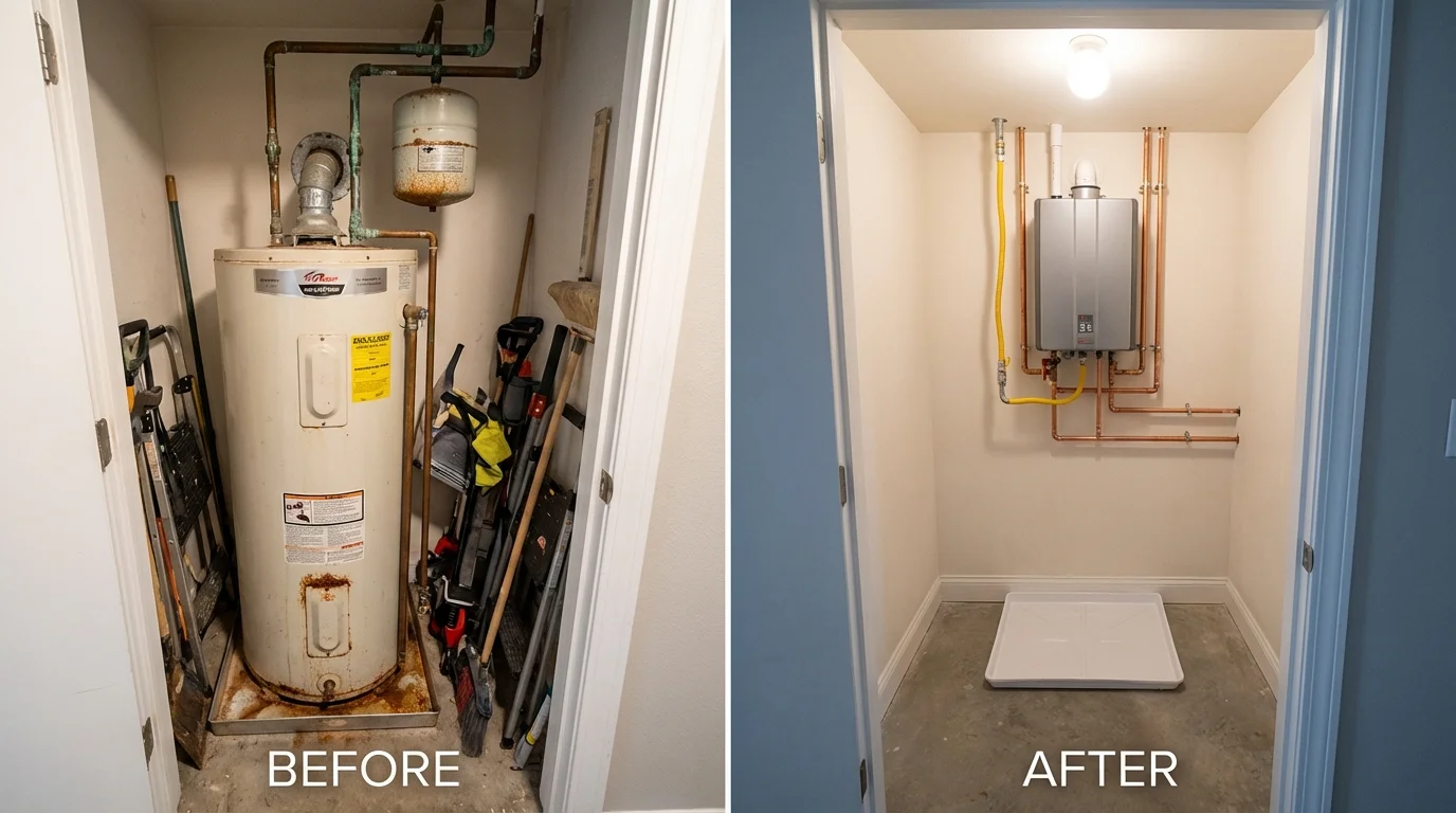 Tank water heater versus wall-mounted tankless unit comparison for Dawson, MN homeowners